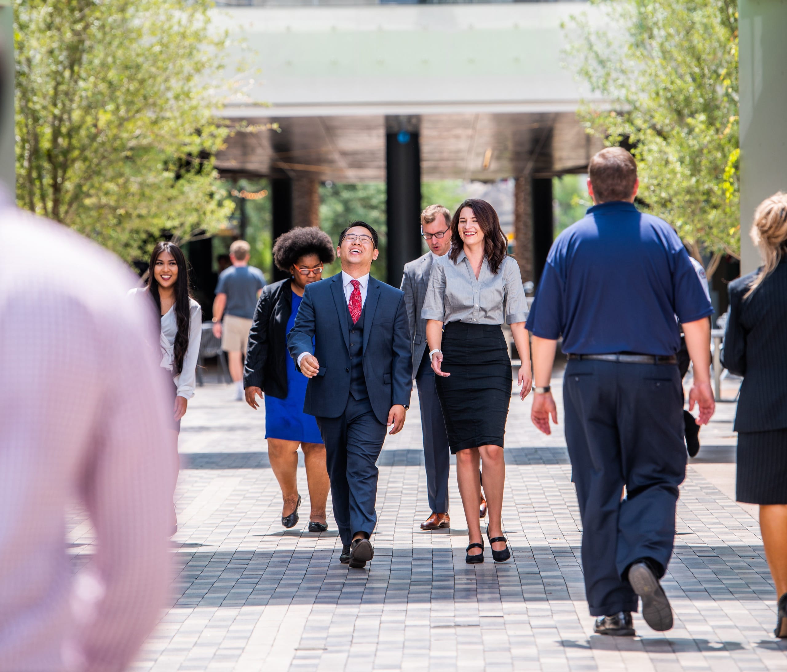 Business people walking outdoors