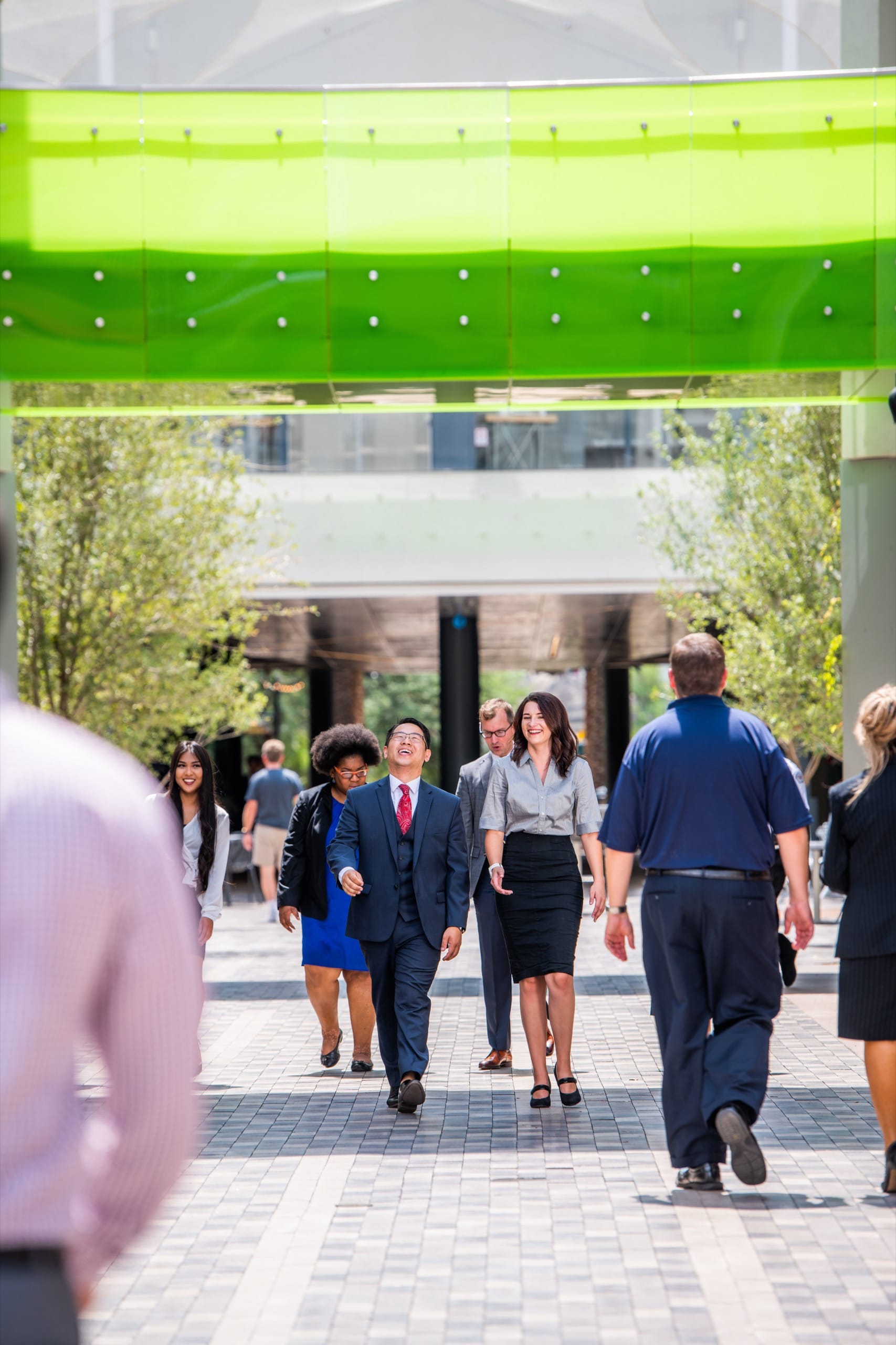 Business people walking outside