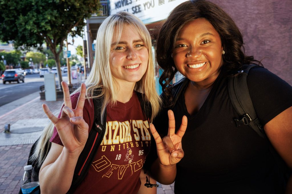 Students showing ASU school spirit