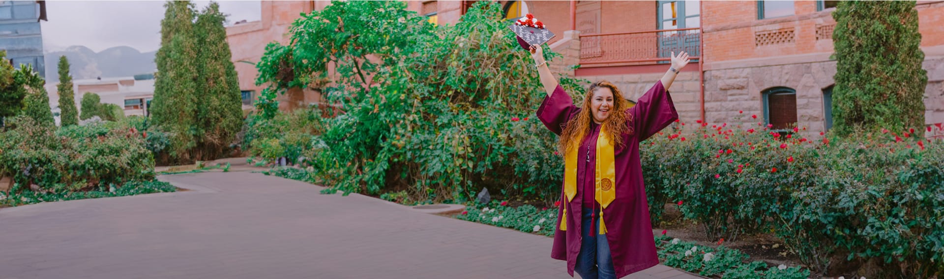 Woman celebrating graduation