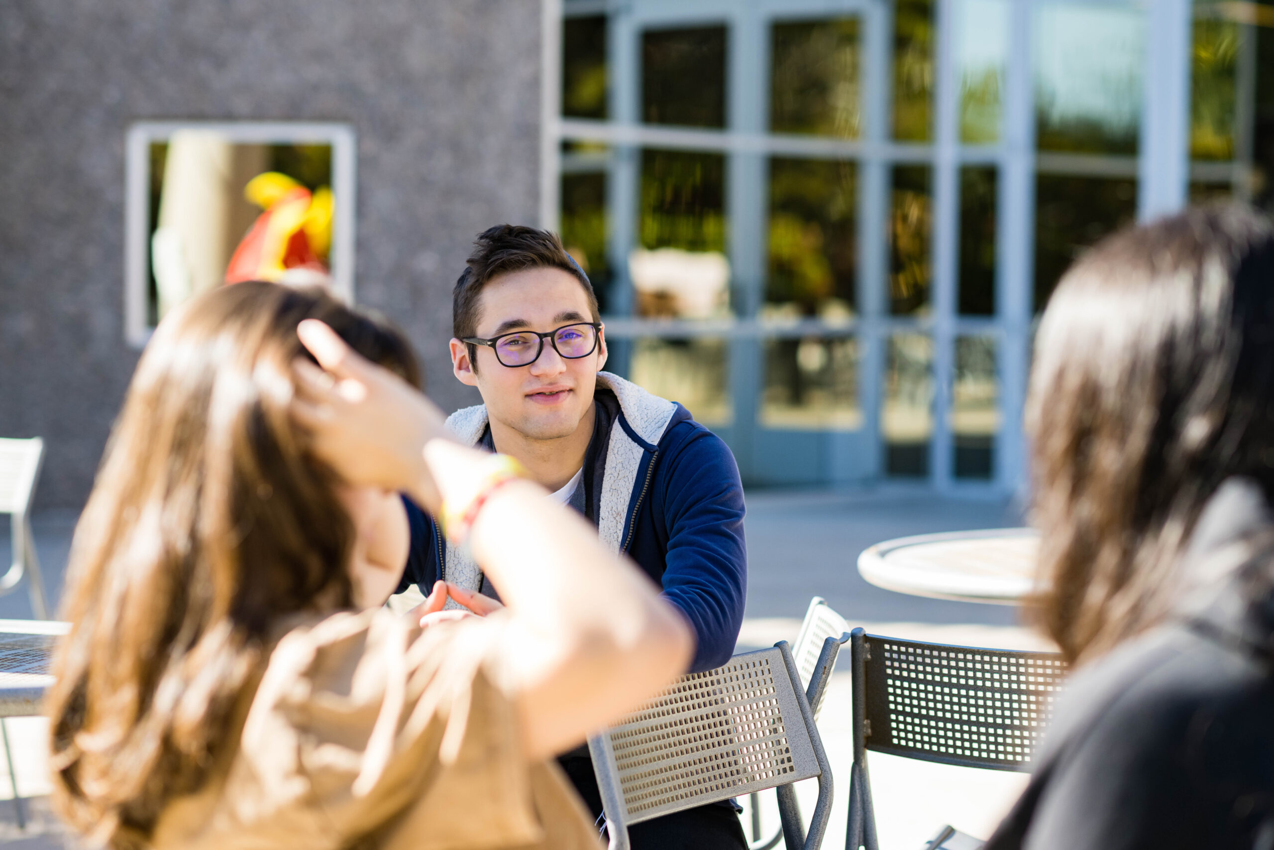 Students sitting outside